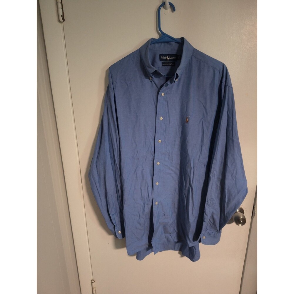Ralph Lauren Men's Yarmouth Pinpoint Oxford Blue Dress Shirt 16.5-34 Button Down